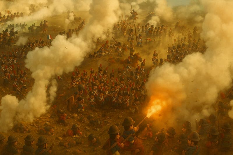 The Imperial Guard's heroic last stand in square formation at Waterloo, fighting to the end with legendary discipline even as Napoleon's empire crumbled around them