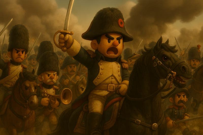Napoleon Bonaparte leading the dramatic cavalry counterattack that secured victory at Austerlitz - Marshal Lannes recapturing Pratzen Heights while Davout's reinforcements turn the tide